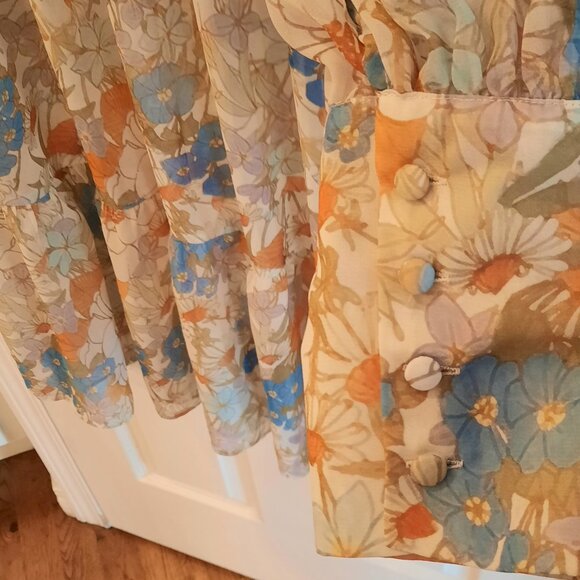 Setre Sheer Floral Dress with Bottom Ruffle, Size 4 - Picture 3 of 7